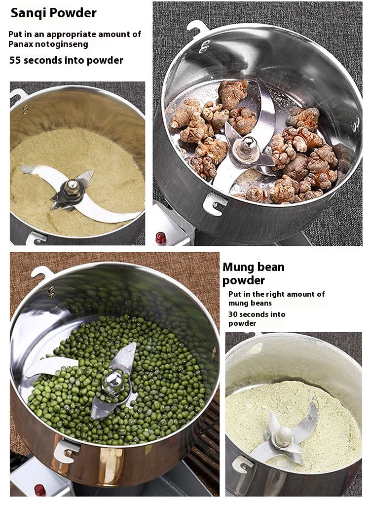 Kitchen Stainless Steel Ultra-Fine Pulverizer Household Electric Grinding Machine Blenders for Medicinal Materials Grains
