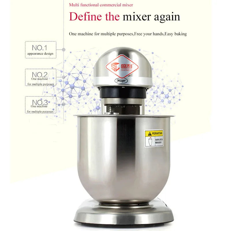 Electric Stand Food Mixer Stainless Steel Chef Machine 5L Bowl Cream Blender Knead Dough Machine Cake Bread Whisk Egg Beater