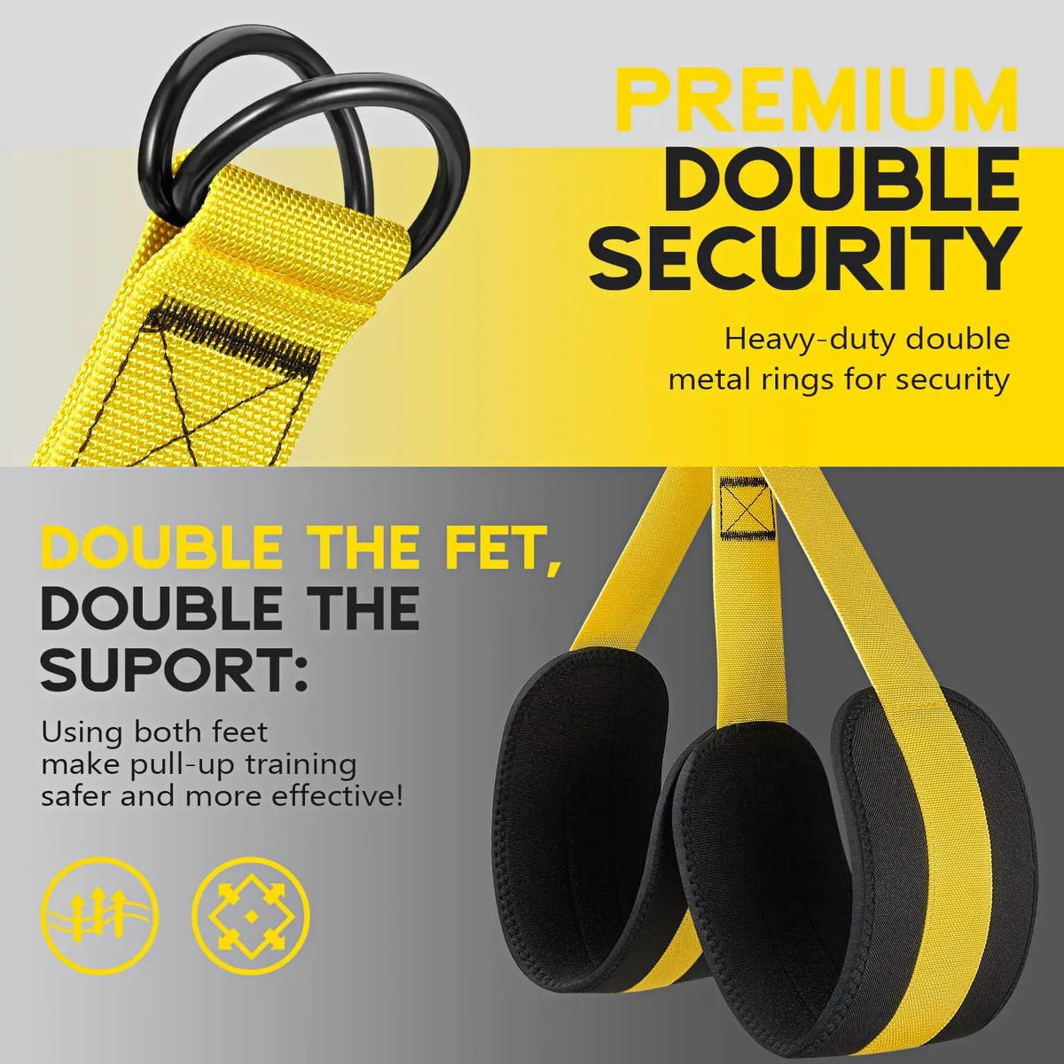 Heavy Duty Latex Assisted Pull up Bands Adjustable Weight/Size Anti-Slip High Elasticity Core Exercise Feet Mats