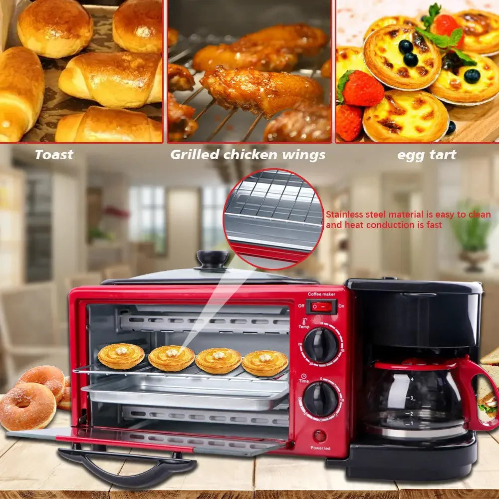 Global Hot Selling Frying Pan Oven Coffee Machine 3-in-1 Breakfast Machine for Baking Toast, Boiling Coffee, and Frying Eggs