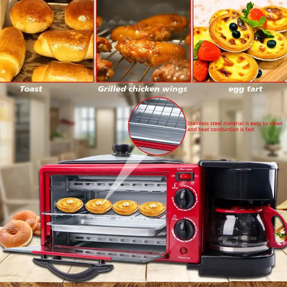 Global Hot Selling Frying Pan Oven Coffee Machine 3-in-1 Breakfast Machine for Baking Toast, Boiling Coffee, and Frying Eggs