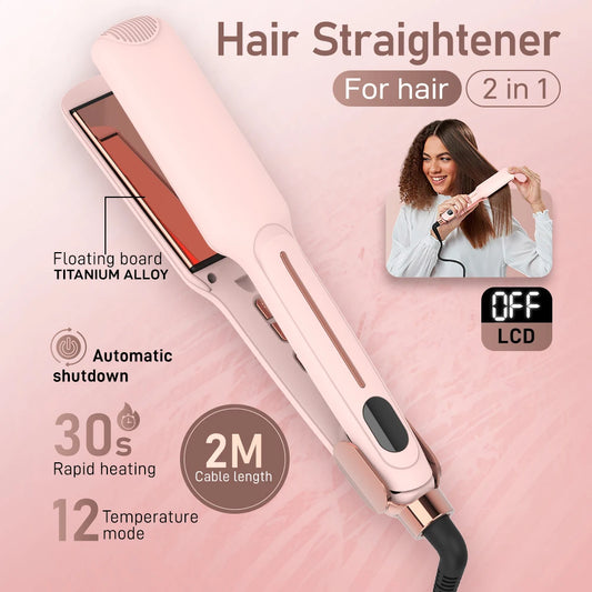 U.S. Spot Infrared Hair Straightener Flat Iron Dual Voltage Infrared Hair Care Professional Styling Tool for Salon Home Use