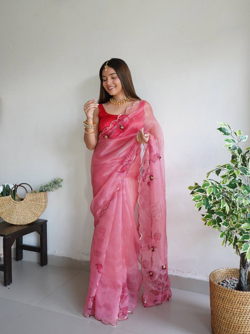 Soft pure organza handwork sarees