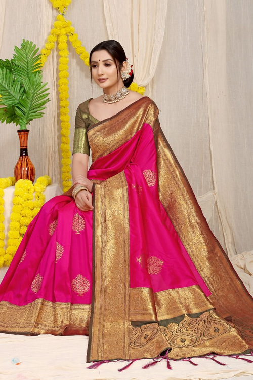 Kankavati silk Pure silk handloom saree -PINK