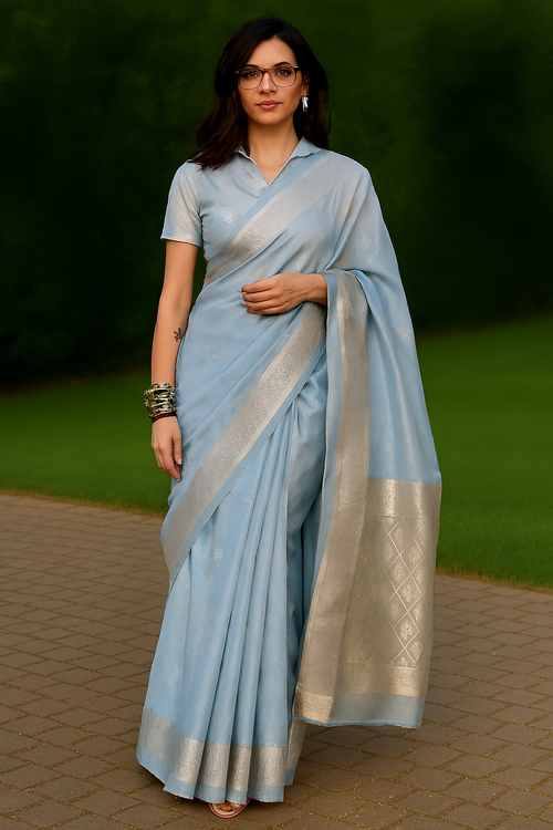 Women's  Kanjivaram Pure Soft Silk Handloom Saree-Gary-D20