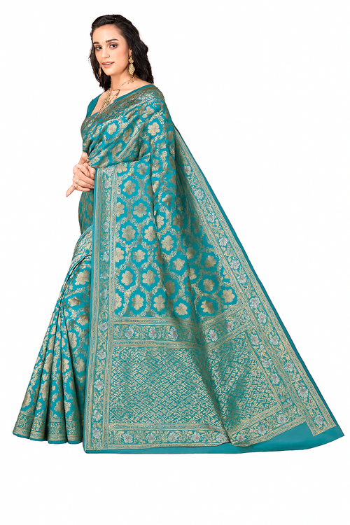 Green Banarasi Silk Saree with Gold Zari – Festive & Wedding Wear